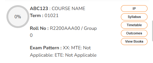 UMS Dashboard showing Syllabus button