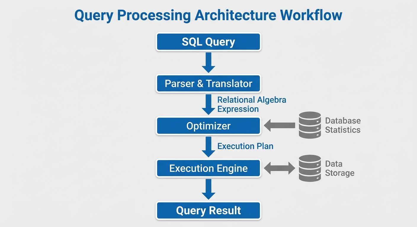 A flowchart diagram illustrating the Query Processing Architecture.
The flow starts at the top with ...
