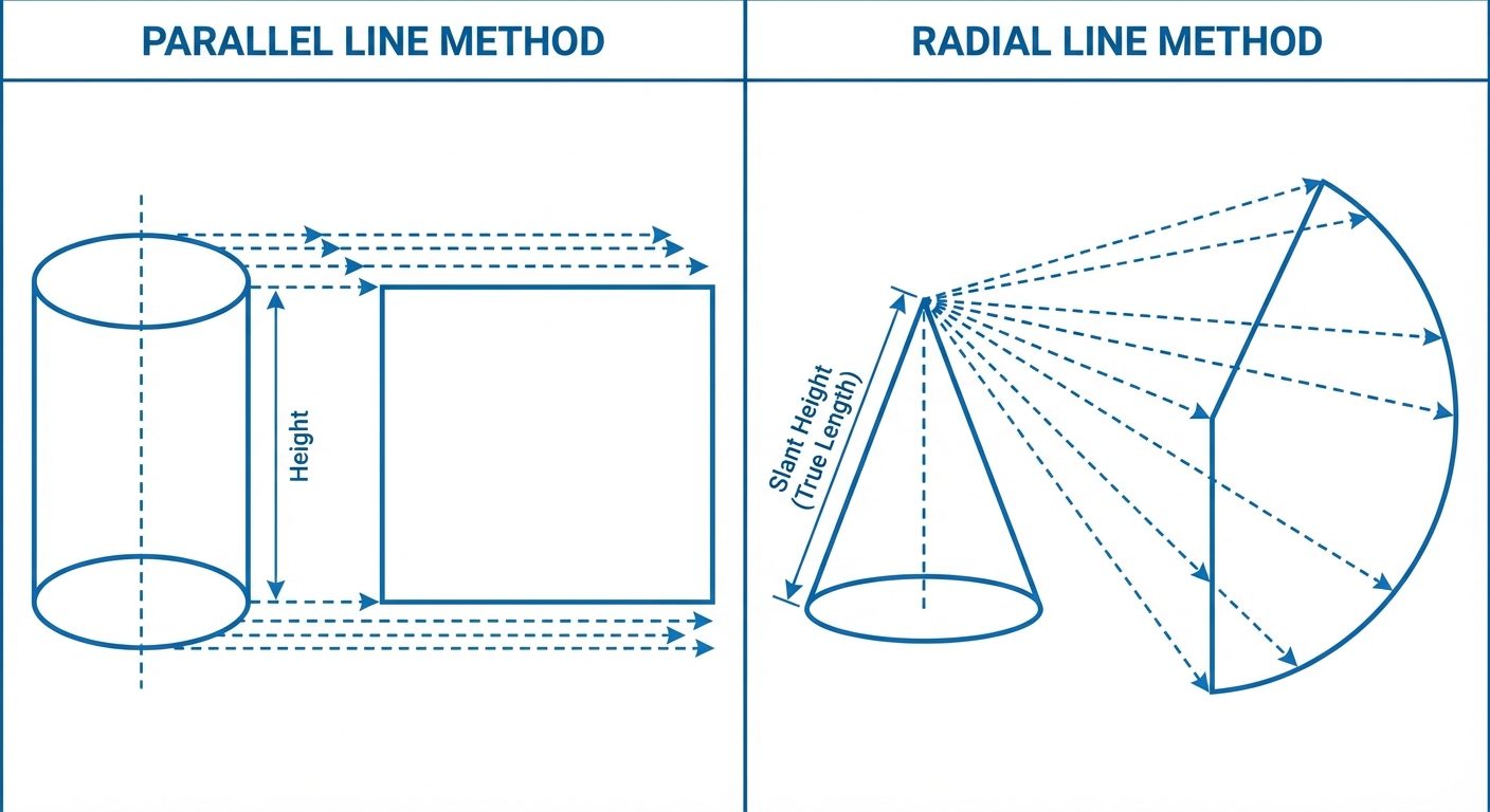 A split-screen comparison diagram illustrating the two main development methods. The left panel is l...