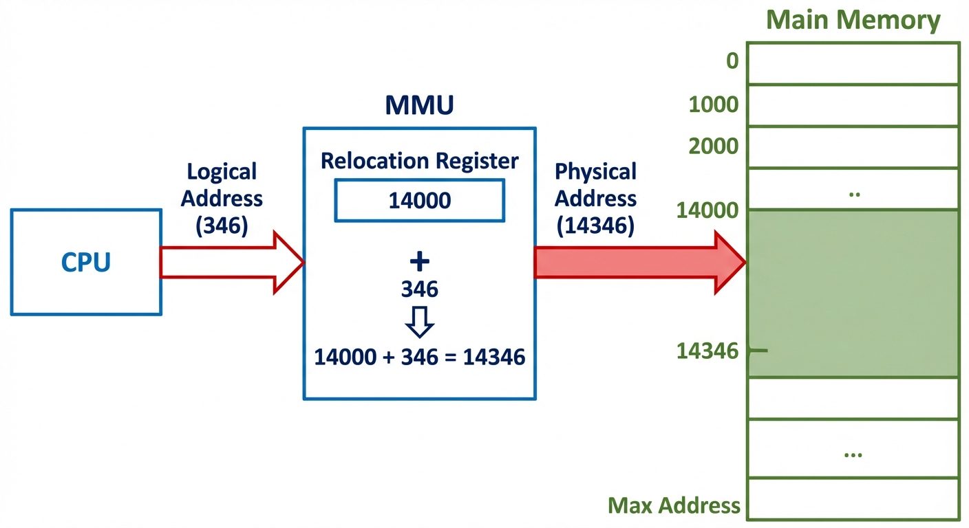 A schematic block diagram illustrating the address translation process by the Memory Management Unit...